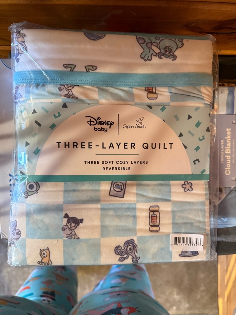 Disney Baby Three-Layer Quilt - Teal & White